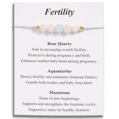 YesOKJewels Fertility Support Beaded Bracelets for Women, New Mom to Be Gifts, Mama Pregnancy IVF Protection Gifts, Healing Moonstone Rose Quartz Beads Bracelets for Mothers Day Christmas
