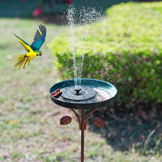 DREAMSOUL 38 Inch Bird Bath with 5 Prongs Stake, Vintage Bird Bath for Outside, Garden Metal Birdbath Stake for Yard Lawn Decor