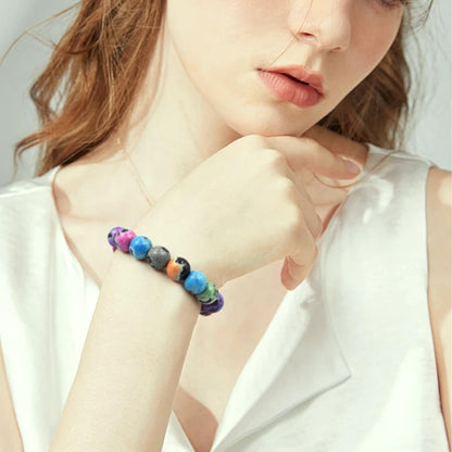 PZTIIY Natural Energy Healing Stone Charm Bracelet 10mm Natural Energy Healing Lava Rock Bracelet - Unisex (Large)
