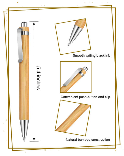 lyforx 250pcs Bamboo Pens Bulk Wooden Bamboo Pens Engraving Wooden Ballpoint Pen Customizable Gift Pen Bulk