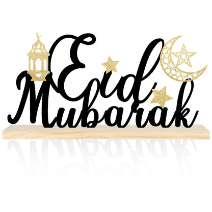 COCHIE Metal Eid Mubarak Sign, Ramadan Decorations for Home, Shelf, Mantel, Indoor, Moon Star Eid Decor, Eid Mubarak Ramadan Table Top Party Decoration (Eid)