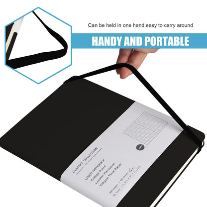 EMOMAS Lined Journal Notebook, 10Pack Hardcover Notebook for Men & Women – Journals for Writing, Work, School, Home & Daily Notes, 160 Pages – Medium A5, 5.7"x8", 100 gsm Thick Paper (Black)
