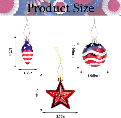 Sfcddtlg 12 Pcs Patriotic Ornaments Hanging Balls- 4th of July Independence Day Tree Ornaments- Red White Blue Stars Balls for Holiday Wedding Veteran Day Tree Decorations