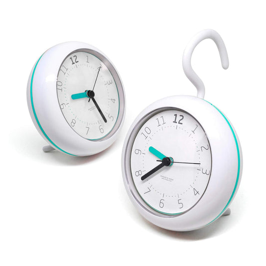 Mooas Silent Waterproof 3-in-1 Clock - Bathroom & Shower Use, Non-Ticking Battery Operated, Hanging & Indoor Outdoor, Kitchen & Bathroom Clock (Mint)