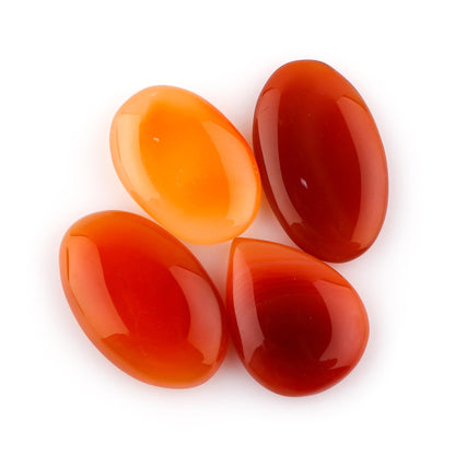 CRYSTALINES 4pcs Natural Red Chalcedony Gemstone, Assorted Bulk Crystals Cabochon, Wholesale Flatback Stone, DIY Crafts-Jewelry Making, Polished Lapidary Loose Supply, Wire Wrapping, Gem Collection