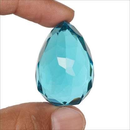 GEMHUB Gemstone For Jewelry Large 100.00 Carat Swiss Blue Topaz Pear Faceted Cut Loose Gemstone Beads For Jewelry Making