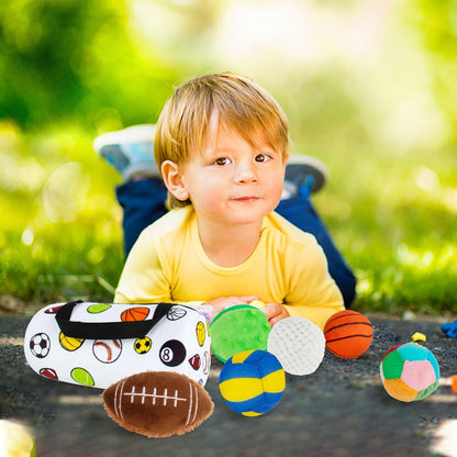 Beetoy Sensory Sports Balls for Infant Toddlers, Baby Toys for Early Education, Different Sensory Tactile Textures Balls with Rattle & Squeakers