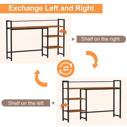 Snughome Desk Shelf, 44.9" Large Desktop Organizer Shelf, Desk Hutch for Computer Monitor, 4 Tier Desk Top Display Rack, Wood Desktop Bookshelf Storage Rack for Home Office Dorm