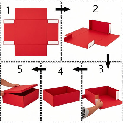 UoeRing 1Pcs Red Extra Large gift box with lids 16.5×13×8 Inches gift boxes for presents,Birthday Box (include Ribbon, Paper Shred Filler Gift Card & Envelopes)