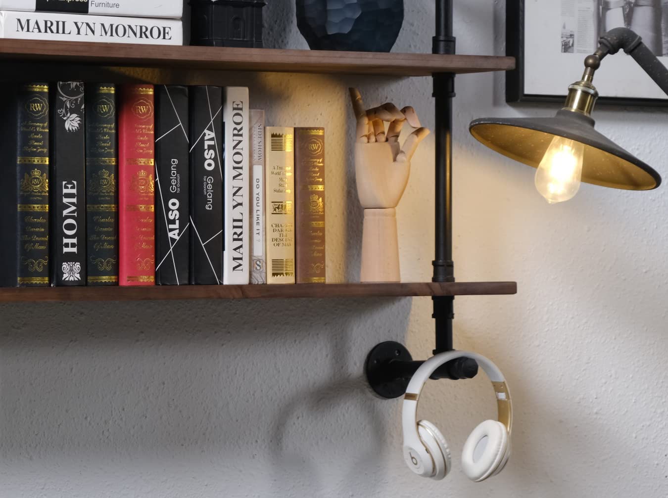 Industrial Pipe Wall Shelves Pipe Shelving with Real Wood Plank ,48 Inches Floating Shelves for Wall Farmhouse Pipe Book Shelves Dark Brown 3 Tier for Kitchen,Living Room Decor and Bar Shelving
