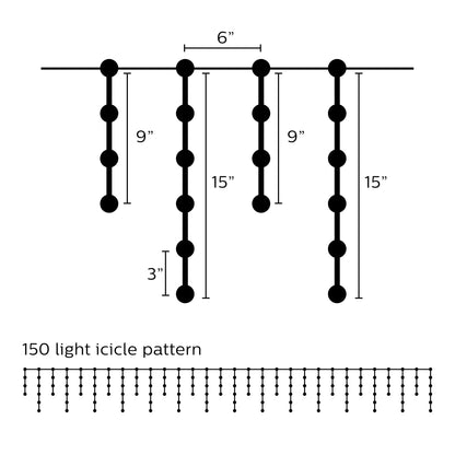 Philips 150 LED Warm White Faceted Mini Icicle Lights