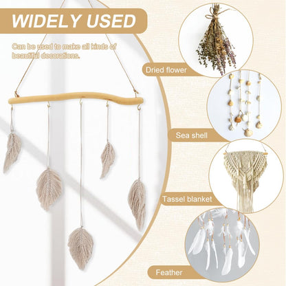 YOSINXU 2Pcs 15 Inch Driftwood for Crafts Natural Driftwood Decorative Branches, Home Wall Hanging Decor Jewelry Organizers with 5 Hooks, Handcrafted from Natural Drift Wood for Keys Hats Entryway