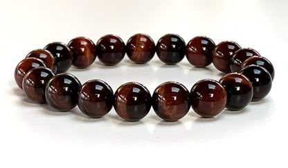 AWAKEN YOUR KUNDALINI Red Tiger’s Eye Bracelet – 10mm Stretch Beads, Birthstone Energy