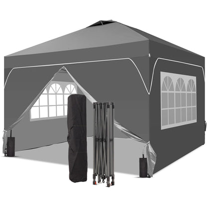 Oneofics 8x8 FT Pop Up Canopy with 1-Button Push, 4 Removable Sidewalls, Sandbags, Instant Canopy Tent for Outdoor Events