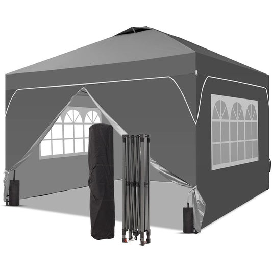 Oneofics 8x8 FT Pop Up Canopy with 1-Button Push, 4 Removable Sidewalls, Sandbags, Instant Canopy Tent for Outdoor Events