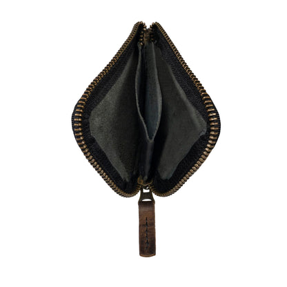 Hide & Drink, Full Grain Leather Zippered Card Wallet for Men and Women, Coin Pouch, Money Holder, Pocket Organizer, Handmade, Charcoal Black