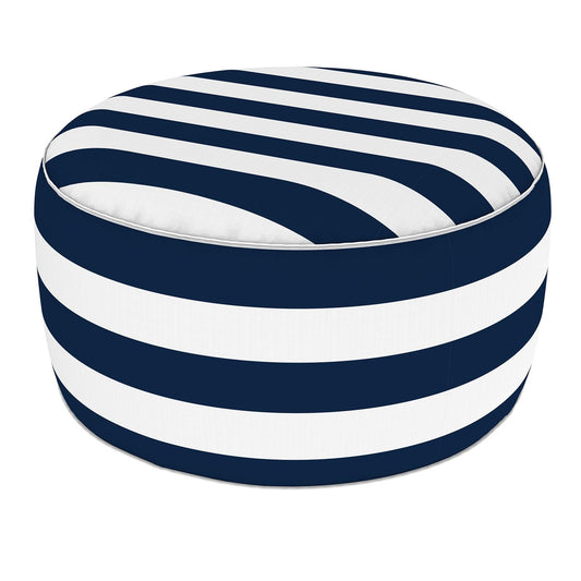LVTXIII Indoor/Outdoor Extra Large Inflatable Ottoman Pouf D31 x H14 Inch, Round Footstool with Handle, Weather-Resistant Portable Furniture for Patio, Camping, Beach, Cabana Navy