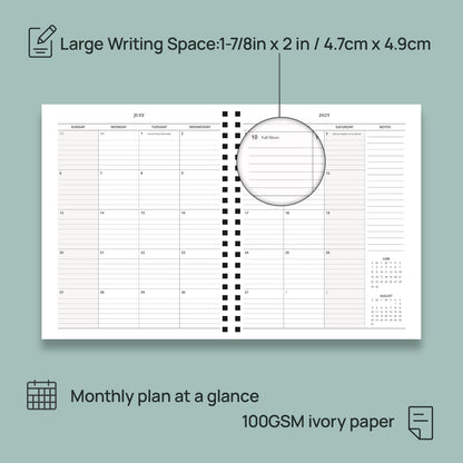POPRUN Teacher Planner 2025-2026, (Letter Size - 8.5'' x 11'') Academic Lesson Planner (July 2025 - June 2026), with Monthly Tabs, Thick Papers, 2-Sided Pocket, Leather for Teachers, Turquoise Green