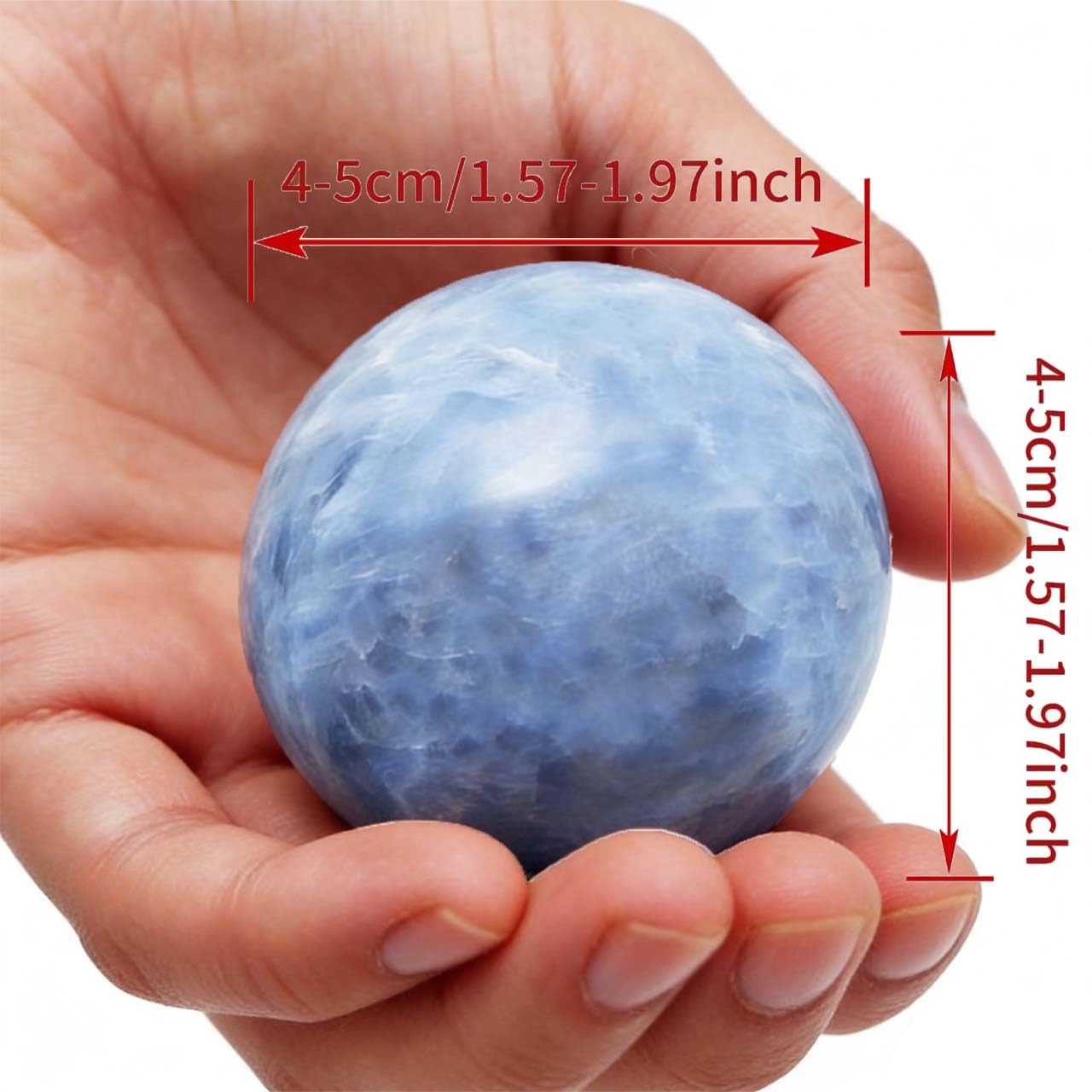 AierCrystal Natural Stone Healing Crystal Sphere Feng Shui Decor Positive Energy Tool for Wealth Meditation Protection Spiritual Space Diameter 4-5cm Celestite Sphere