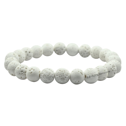 Amazing Gemstone Crystal Bracelet for Women Men's Gifts - Protection Healing Crystal Bracelet - 8mm Gemstone Beaded Stretchable Bracelet Pulseras Para Hombres Mujer Stocking Stuffers Mothers Day Gift (White Lava)