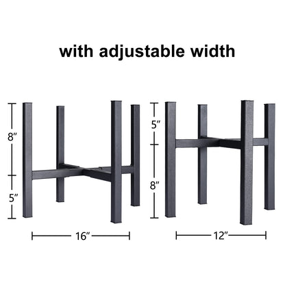 Metal Plant Stand for Large Plants, Adjustable Width Fits 10-12 Inch 14 Inch 16 Inch Pot,Outdoor Plant Stands for Indoor Plants Multiple Tall,Black Planter Stands for Patio and Window 1 Pack.­