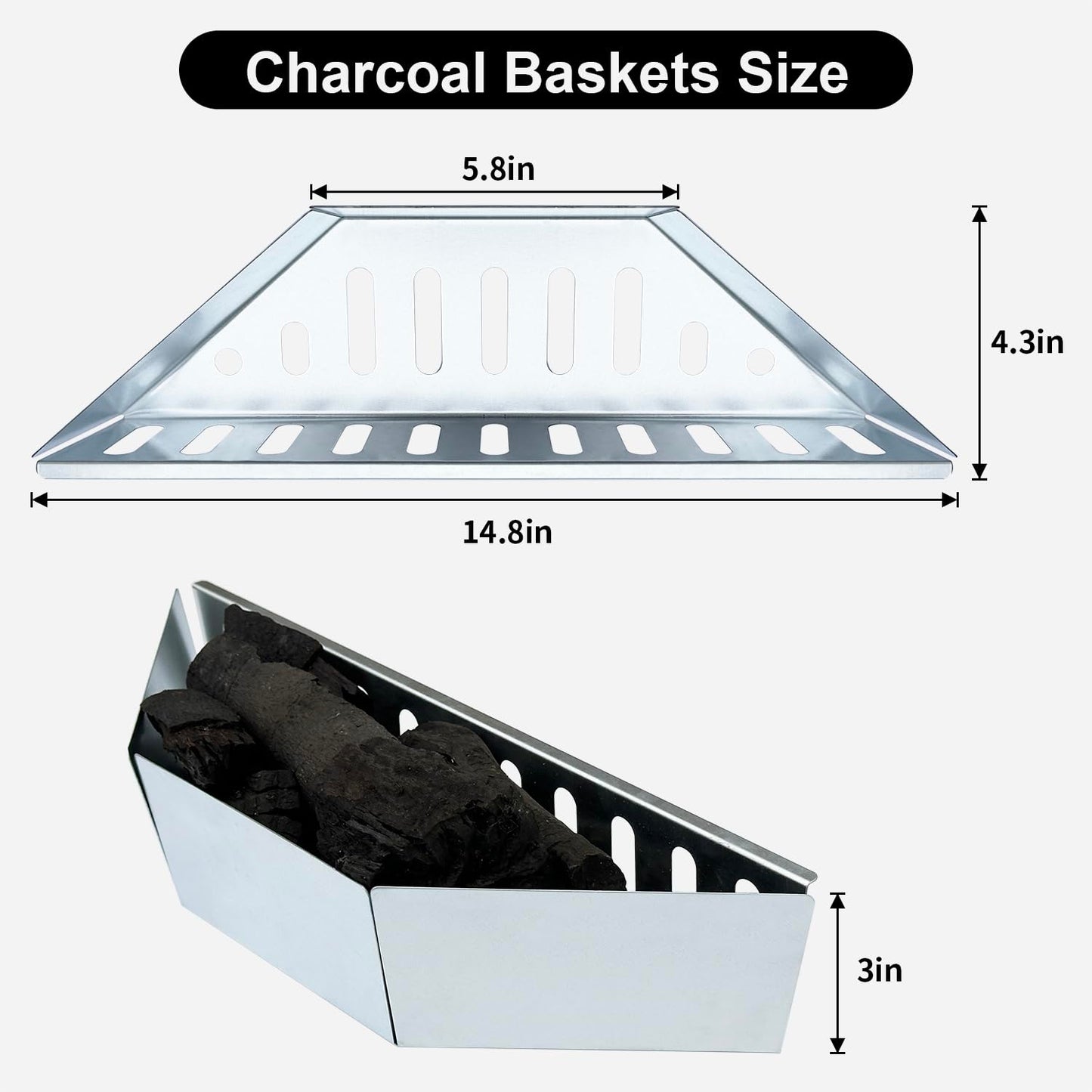 Charcoal Basket Stainless Steel for Weber Char-Basket Charcoal Holders Compatible with Weber 22 inch Grilling Accessories Charcoal Kettle Grill Accesories(2 Pieces)