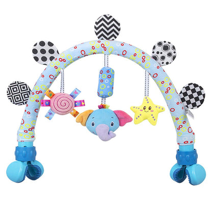 Caterbee Travel Arch Bassinet Mobile Toys for Infant & Toddlers,Clip on Stroller Toy Crib Accessory & Pram Activity Bar Toy for Indoor and Outdoor (Elephant)