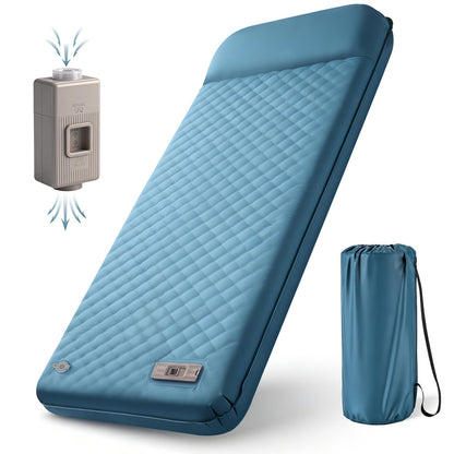 Self Inflating Sleeping Pad for Camping with Electric Pump, 3.15" Ultra-Thick Memory Foam Mattress with Built-in Pillow, 4-Season Portable Camping Mattress,Must-Have Gear for Travel,Tent & Car Camping