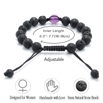 Amethyst Crystal Lava Rock Beads Bracelet - Onesmek Lava Stone Essential Oil Diffuser Women Bracelet, Natural Stone Beaded Bracelets Self Care Gifts Christmas Stocking Stuffers for Women