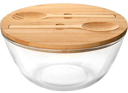 GEHE Glass Salad Bowl with Lid, 10.6Inch Large Trifle Bowl Glass Fruit Bowl, 4.7 Quart Large Capacity Serving Bowls for Salad, Pasta, Fruit, Dessert Display Cake, Microwave Safe