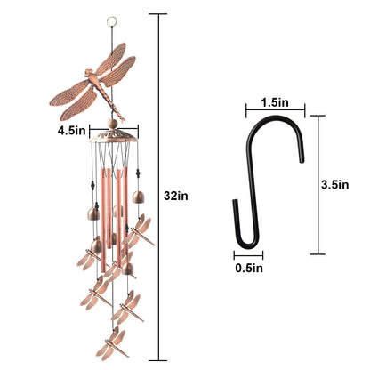 Dragonfly Wind Chimes, windchimes Outdoor, Garden Decor, Garden Gifts, Gifts for mom,Memorial Wind-Chimes Copper windchimes Indoor/Outdoor Waterproof