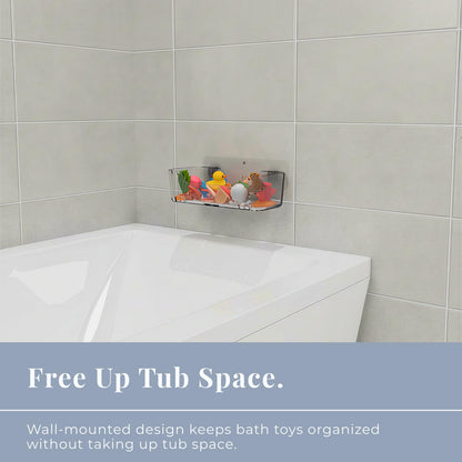 COLINCH Bathtub Toy Storage – Clear Bath Toy Holder with Drainage Holes, Wall-Mounted No-Drill Organizer for Kids’ Tub Toys