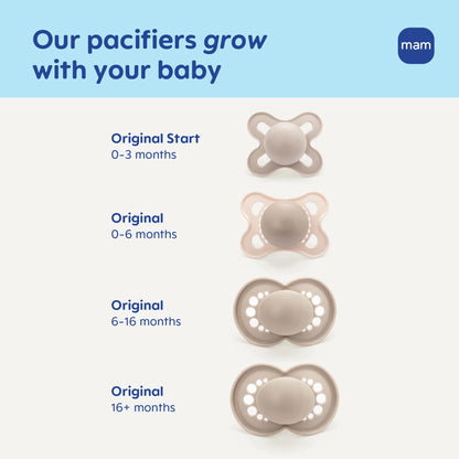 MAM Original Matte Baby Pacifiers 16+ Months, Binky for Newborn Babies, BPA-Free Skin Soft Silicone Nipple, Easy to Clean, Developed with Medical Experts, 4 Count, Made in Europe