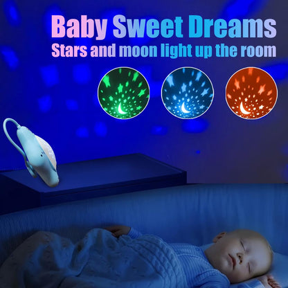 Portable Baby White Noise Sound Machine, Rechargeable Baby Soother with Projector Night Light for Deep Restful Sleep, Sleep Sound Aid Soother Calming Music for Travel,Nursery,Bedroom,Car,Crib Toys