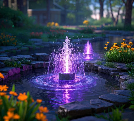 yoosuml Pond Lights with Timer, Submersible Fountain Light RGB Colored Underwater Dimmable Memory IP68 Waterproof Outdoor Spot Lights with Spiked Stand for Pond Fountain Waterfall Landscape(Set of 6)