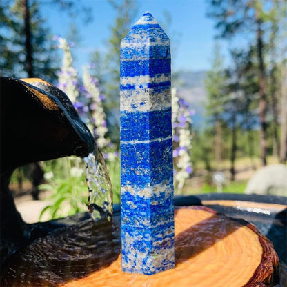 Natural Lapis Lazuli Crystal Point - 5.8-6.2 inch Raw Stone Hand-Polished Wand for Third Eye Activation, Chakra Balancing,Spiritual Healing & Meditation(Lapis Lazuli /5.8-6.2 inch 2pcs)