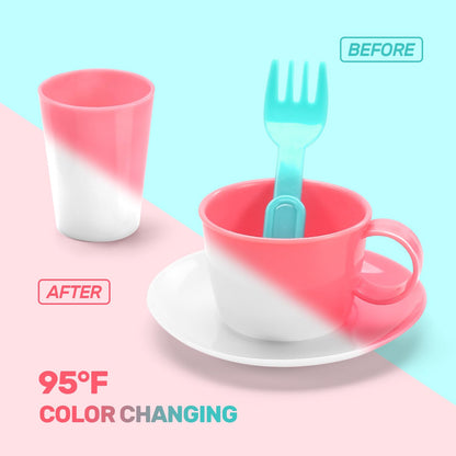 CUTE STONE Color Changing Play Kitchen Sink Toys, Children Electric Dishwasher Playing Toy with Running Water,Upgraded Real Faucet and Play Dishes,Pretend Role Play Toys for Kids Boys Girls
