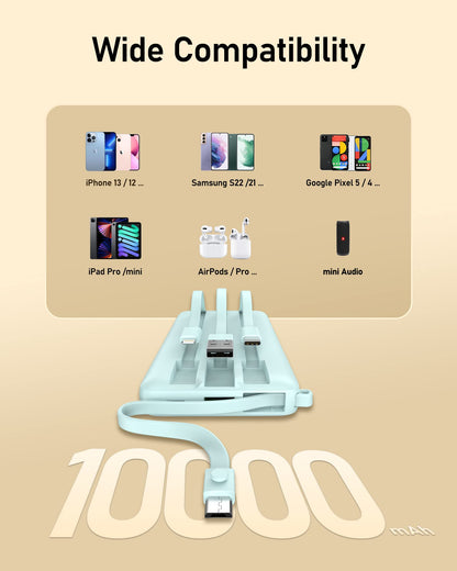 VEEKTOMX Portable Charger Built-in Cables, Power Bank for iPhone, Fast Charge USB C Battery Pack Travel Essentials Powerbank Compatible with iPhone 17/16/15/14, Samsung S25/24