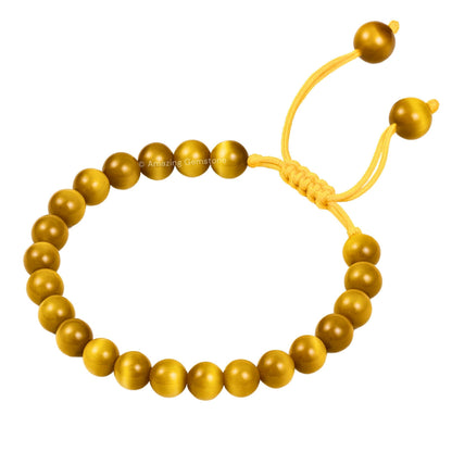 Amazing Gemstone Yellow Cat's Eye Bracelet for Women Men's Gifts - Protection Healing Crystal Bracelet - 8mm Gemstone Beaded Adjustable Bracelet