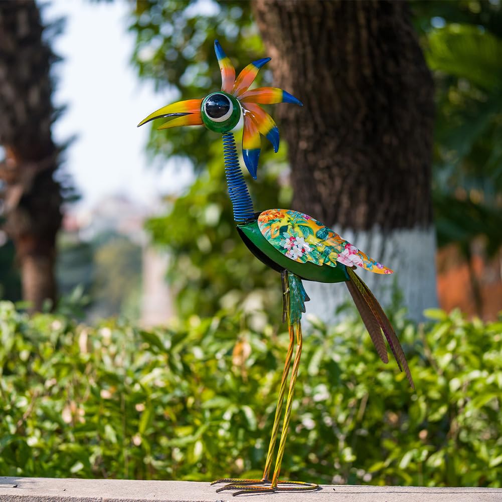ViteenLight Metal Bird Sculpture,35" Bird Decor Yard Statue Decorations Outdoor,Funny Sculpture for Patio, Lawn, Backyard,Housewarming Present for Mom, Friends