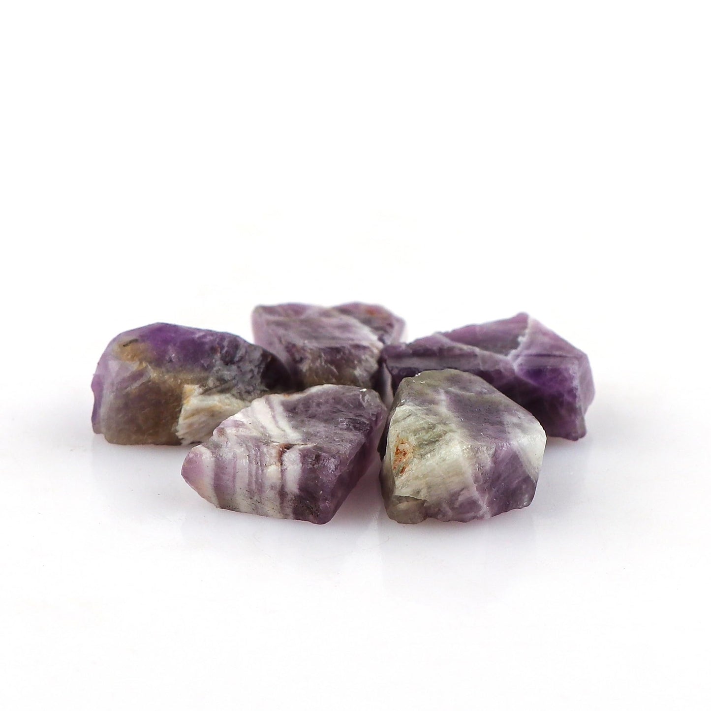 CRYSTALINES 5pcs Wholesale Natural Raw Chevron Amethyst Gemstone, Untreated Rough Stones, Bulk Loose Supplies, DIY Crafts, Jewelry Making, Healing Crystals, Birthstone, Gem Collection, AAA Grade