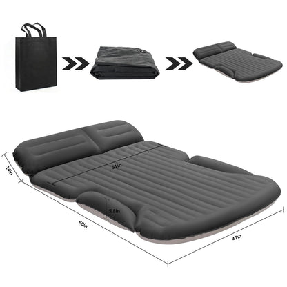 KMZ SUV Air Mattress Thickened and Double-Sided Flocking Travel Camping Bed with 2 Pillows & Electric Pump Dedicated Mobile Cushion Inflatable Bed for SUV Trunk and Rear Seat (Dark Gray)