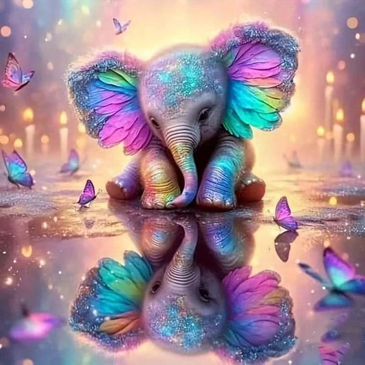 SHICERNHJ 5D Diamond Painting Kits for Adults, Animal Elephant Full Drill Diamond Painting Kits for Beginner,DIY Butterfly Round Diamond Dots for Adults Gem Art Home Wall Decor 14 X 14Inch