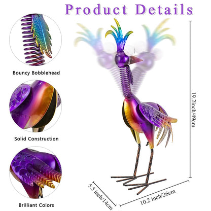 giole Metal Wacky Rooster Garden Statue, 19'' Rooster Decor Yard Statue Decorations Outdoor, Chicken Yard Art for Outside, Patio, Backyrad, Lawn(Purple)