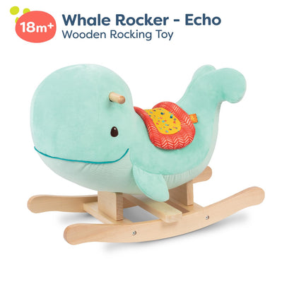 B. toys – Whale Rocker – Echo – Wooden Ride – On Rocking Toy for Toddlers – Classic & Durable Design – Active Play & Balance – 18+ Months – Adorable Whale Theme