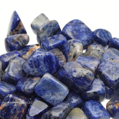 Karma Gems 1lb Sodalite Tumbled Stones - Polished Stones for Positive Energy - Crystal Kit for Fresh Mind & Restful Sleep - Healing Stone for Chakra Balancing - Ideal for Gift & Home Decor (15-25 Mm)