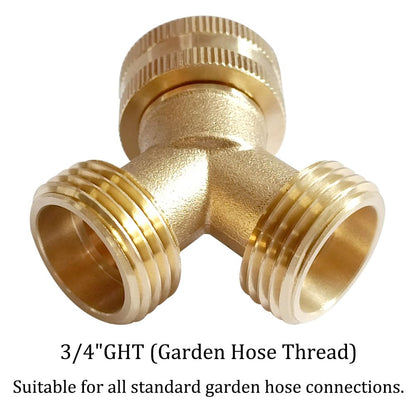 Joywayus 2PCS Brass 3/4" GHT Garden Hose Splitter Body Backyard 2 Way Y Shaped Swivel Connector Threaded Pipe Fitting Coupler Adapter with Washer