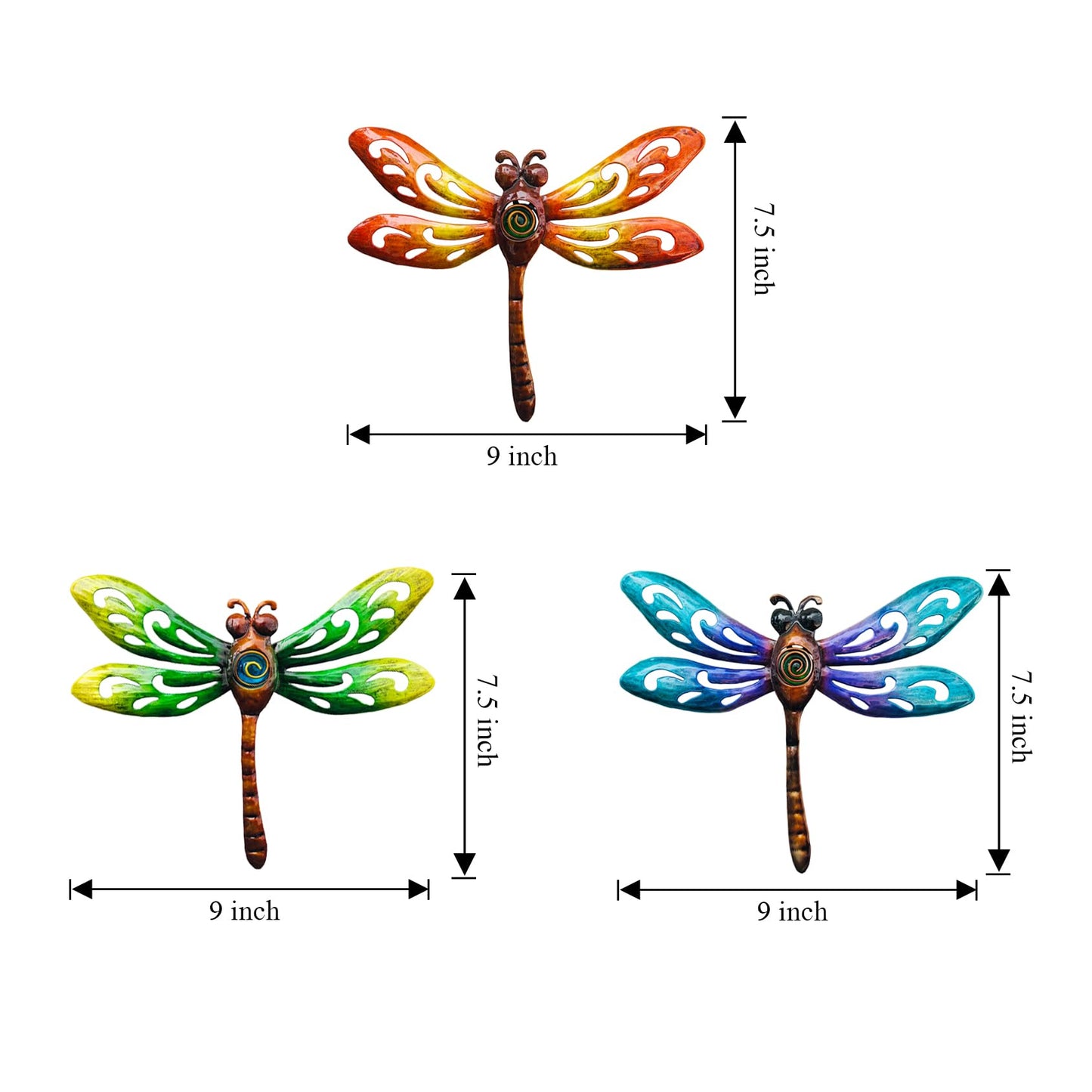 Yonivexis Metal Dragonfly Wall Decor Outdoor wall Art Hanging Decorations Living Room Bedroom Fence Dragonfly Garden Decor, Style1