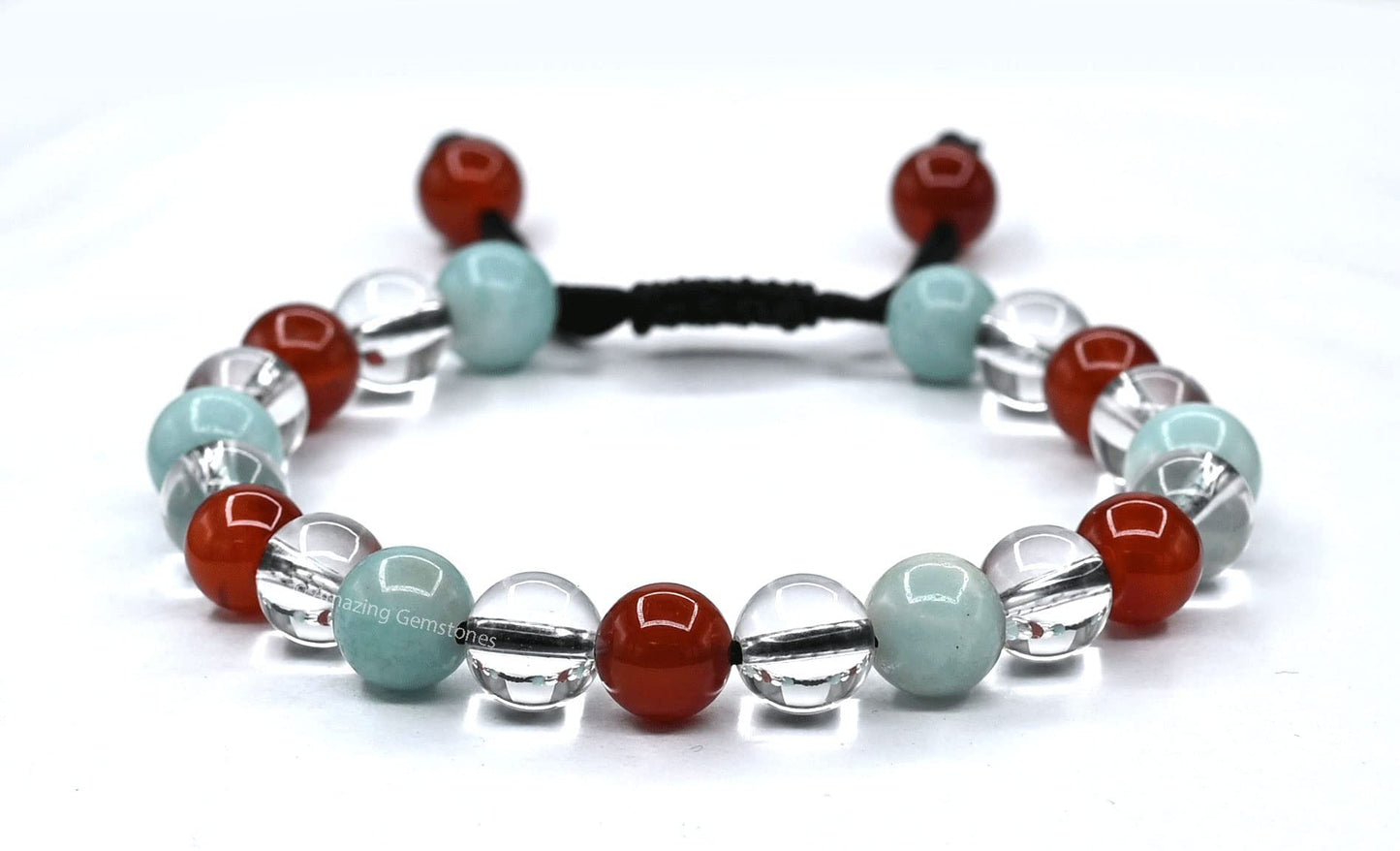 Amazing Gemstone Creativity Manifestation Bracelet - Clear Quartz Amazonite Carnelian Set for Men Women Healing Calming Anxiety Stress Relief Gifts Pulseras Para Hombres Mujer Stocking Stuffers