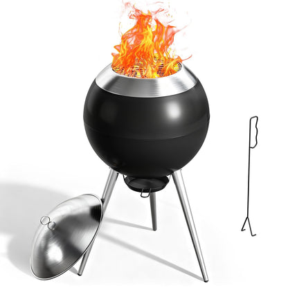 CABZOON Smokeless Fire Pits for Outside,Solo Bonfire Fire Pit with Removable Ash Pan,304 Stainless Steel Liner Heightening Outdoor Heater, Enhanced Airflow and Easy Cleanup